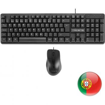 Tacens Anima ACP0PT, Combo Profesional Teclado de Membrana con Pulsación Optimizada y Ratón 1200DPI, Idioma Portugués