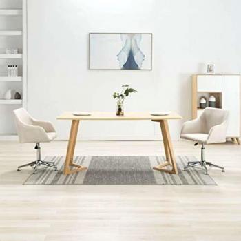 Cream Fabric Swivel Dining Chairs - Set of 2