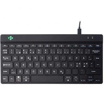Teclado Ergonómico Compacto R-Go con Software de Descanso, USB QWERTY Nórdico, Negro