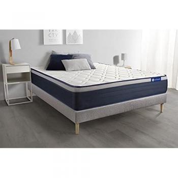 Somier gris Actisom + Colchón de látex y espuma viscoelástica 140 x 190 cm