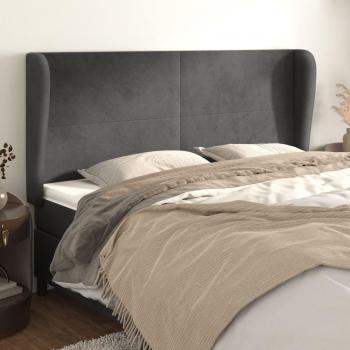 Cabecero con orejas de terciopelo gris oscuro 183x23x118/128 cm vidaXL