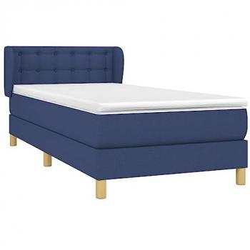 Cama Box Spring con Colchón Tapizado de Tela Azul 90x190 cm