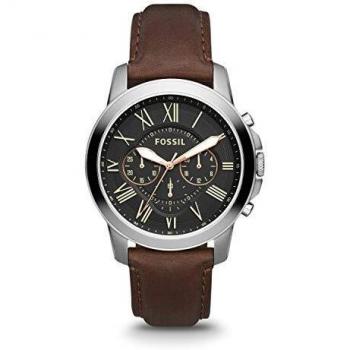 Fossil Men's Grant FS4813 Sport Quartz Chronograph Watch - Silver & Brown Leather