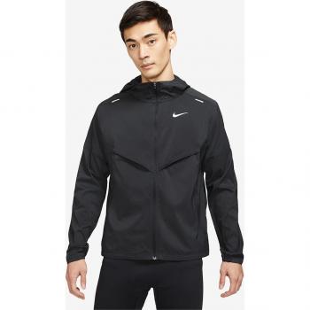 Chaqueta de running Nike Windrunner para hombre, color negro, ligera, resistente al viento, con capucha ajustable, bolsillo frontal con cremallera y tecnología de gestión de la humedad