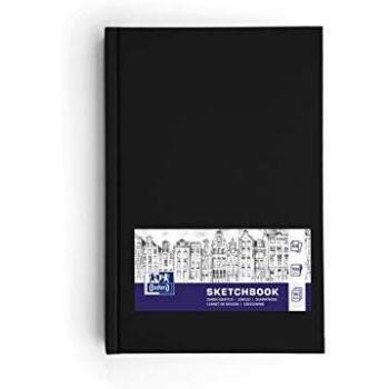 Oxford Cuaderno de bocetos A6, tapa dura, 192 páginas, 100 g, color negro