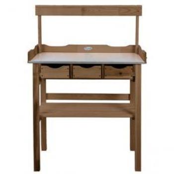 Mesa para macetas Esschert Design con cajón y rejilla, color marrón