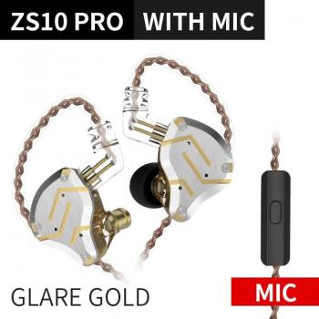 Auriculares KZ ZS10 Pro de Metal con Micrófono, HiFi, Cableados, Cancelación de Ruido, In Ear, Deportivos para Juegos