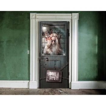 Cortina Decorativa Puerta Psiquiátrico 80x180 cm para Halloween