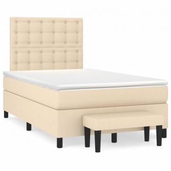 Cama box spring con colchón tela color crema 120x190 cm Crema