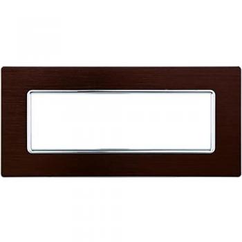 Placa de Aluminio 6 Puertos Color Bronce Serie Solar Compatible con Bticino Matix