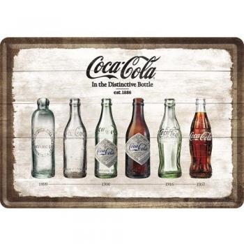 Nostalgic Art 10277 - Placa metálica decorativa, diseño Coca-Cola Bottle Timeline, 10 x 14 cm