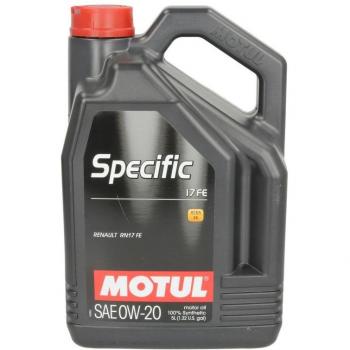 Aceite de motor Motul Specific RN17 FE 0W20, 5 litros, lubricante sintético, bajo en cenizas, compatible con motores diésel y gasolina, cumple con las especificaciones RN17