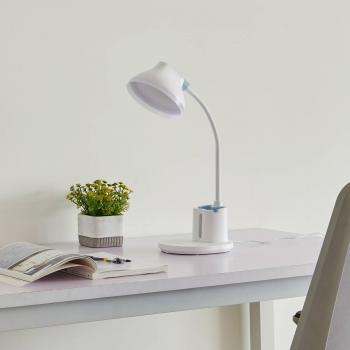 Lámpara de mesa LED Zephyra blanca con dimmer táctil y CCT de Lindby
