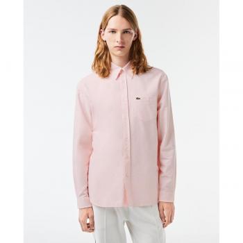 Camisa Oxford regular fit rosa de algodón Lacoste