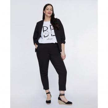 Pantalón recto elástico de mujer en tejido liso y cómodo