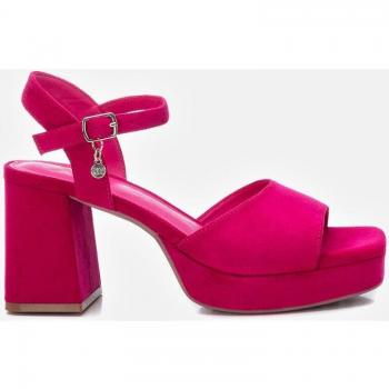 Sandalias Xti 141471 - Sandalias de tacón de mujer color fucsia con cierre de hebilla y altura de 7cm