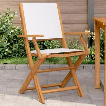 Sillas de jardín 2 piezas madera maciza Acacia y tela crema blanco