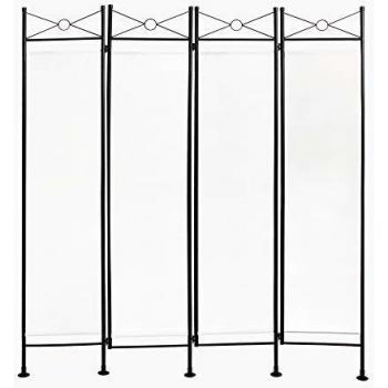 Biombo TODECO 180 x 160 cm - 100% Poliéster - Acero - Desmontable - Blanco