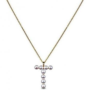 LUXENTER Colgante T con baño de Oro Amarillo de 18 Quilates