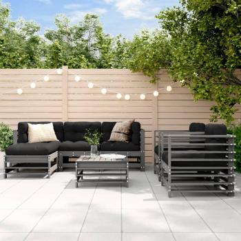 Juego de muebles de jardín 7 piezas de madera maciza de pino gris