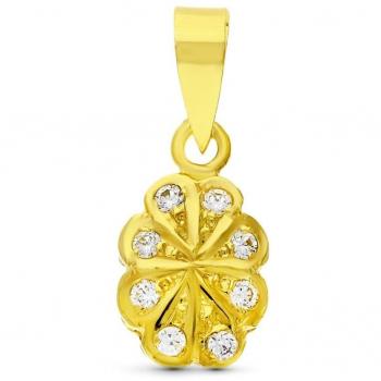 Colgante de Oro 18k para Niña en Primera Comunión con Circonitas Ovaladas y Diseño Ondulado