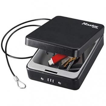 Master Lock ML-P005CEURBLKHRO Caja Fuerte Compacta [Combinación] [con Cable] P005CEURBLKHRO-Ideal para Objetos de Valor, Smartphone, Pequeños