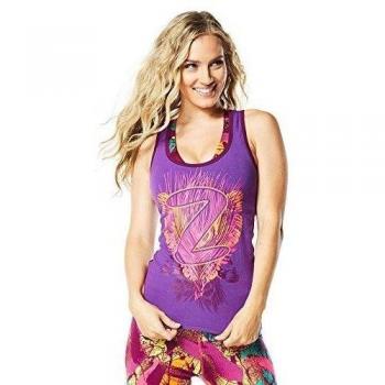Zumba Fitness Rio Racerback - Camiseta para mujer, color violeta, talla L