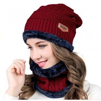 MUCO Gorros Hecho Punto Bufanda de Dos Piezas Hombre Mujer Invierno cálido al Aire Libre