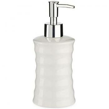 Dispensador de Jabón Ondas Cerámica Metal Blanco 260 ml (12 Unidades) - Fácil de Usar