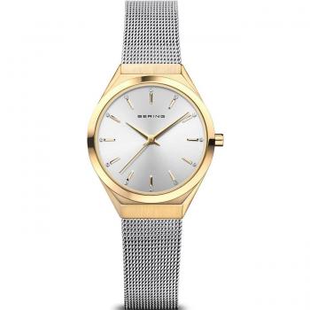 Bering Ultra Slim Swarovski Elements Milanaise Bracelet Watch, Yellow, Female, Size: ONE SIZE