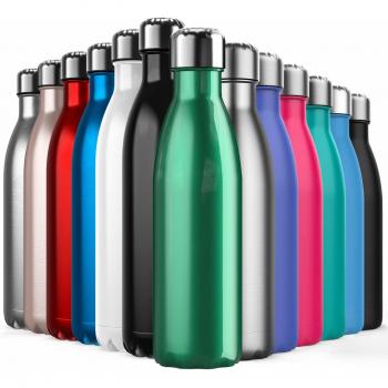 BICASLOVE Botella de Agua de Acero Inoxidable,Diseño de Pared Doble,Boca EstáNdar,para Correr, Gimnasio, Yoga, Ciclismo,500ML,Verde