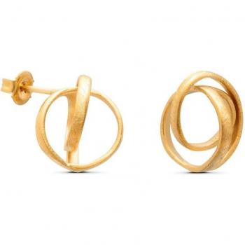 Pendientes pequeños Embolic bañados en oro con perno
