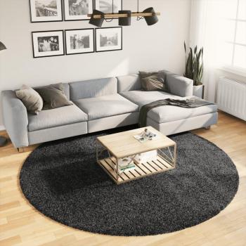 Alfombra de pelo largo moderna PAMPLONA Ø 240 cm Color Antracita, Beige, Crema - Alfombra de área para Sala de Estar, Dormitorio, Habitación, Salón