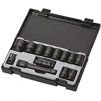 Kit de 13 Vasos de Impacto Hexagonales de 1/2 + Adaptador y Accesorios
