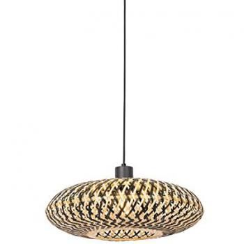 Lámpara colgante oriental de bambú negro 40 cm - Modelo Ostrava, E27, adecuada para LED, diseño redondo
