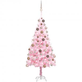 vidaXL Artificial Pre-lit Christmas Tree with Ball Set Pink 120 cm PVC