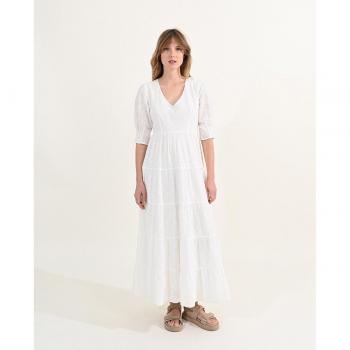 Vestido largo bordado Molly Bracken color blanco