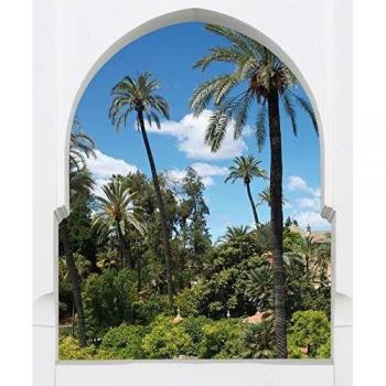 Pegatina Decorativa 3D Efecto Trompe L'Oeil Riad Marroquí 60x75cm para Ventanas, Muros y Puertas