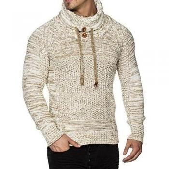 tazzio Hombre Styler punto grueso de jersey con cuello Melange patrón 16480 crudo S
