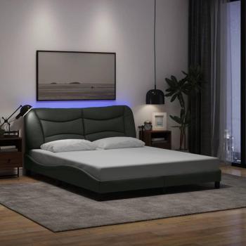 Cama solar con luz LED Gris oscuro 160x200 cm Tela