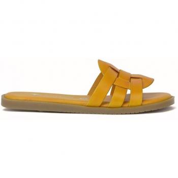 Sandalias planas de mujer Kangaroos 602-10 de piel con puntera redonda