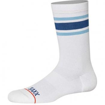 Saxx - Calcetines Whole Package para hombre, color blanco y azul oscuro, talla L