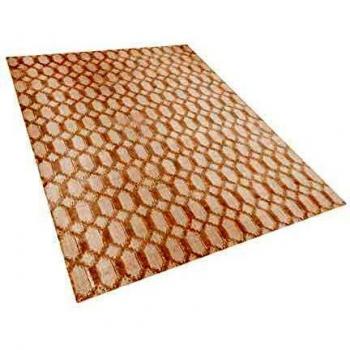 Alfombra Beige de Viscosa 160 x 230 cm con Patrón Geométrico Tejida a Mano