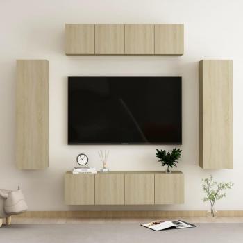 Juego de muebles para puertas de TV 6 piezas Sonoma Wood Oak Multilayer