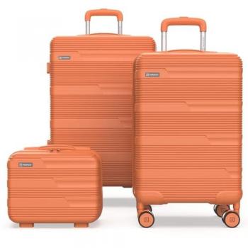 Juego de Maletas de Viaje Numada Upfly T10 3 Pzs ABS (Maleta Cabina 55x40x20, Maleta Mediana 66x44x26 y Neceser Naranja)