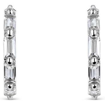 Pendientes criollas de plata abiertas Itemporality SEA-101-358-UU con circonitas blancas rectangulares