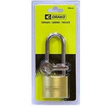 Drako M115338 - Candado laton 50 mm arco largo