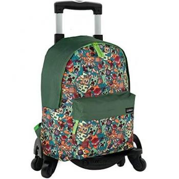 Mochila Escolar Minecraft Crazy + Carro Toybags con 4 Ruedas Giratorias - Mochila con Compartimento Principal y Bolsillo Frontal - Portaordenador - Tirantes Acolchados - 39 x 30 x 14 cm - Toybags