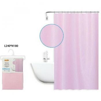 Cortina de Baño Antimoho Impermeable 240x180cm con Anillas Rosa Textura Romboidal