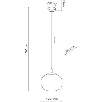 Lámpara colgante Vibe, cristal blanco opalino, Ø 25 cm
